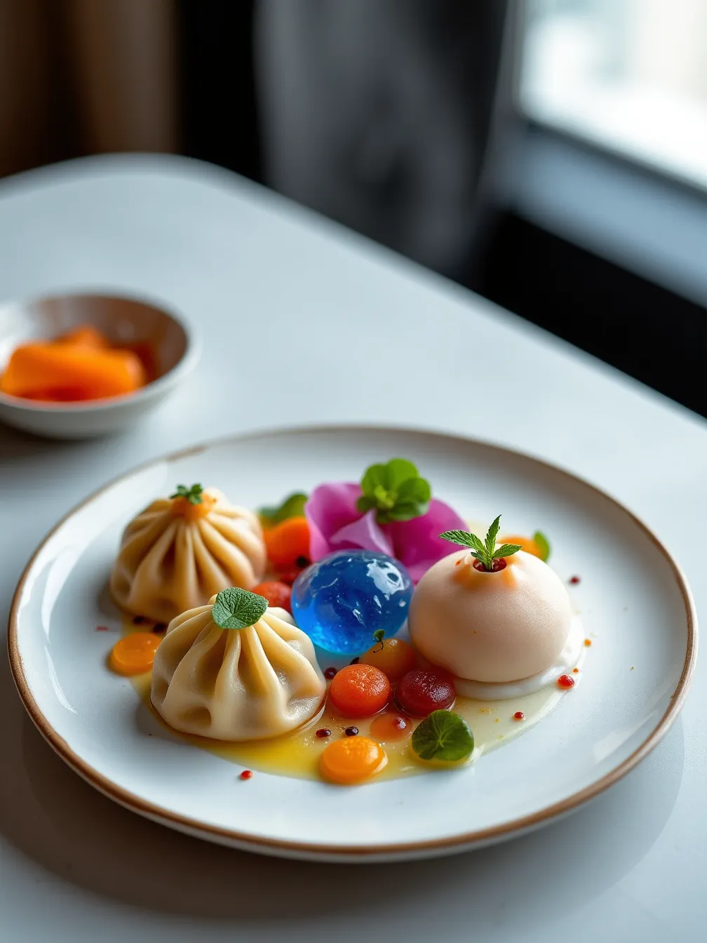 Stunning Dim Sum Fusion Dish with Molecular Gastronomy